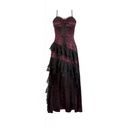 Dark in Love Dress Belladonna Burgundy Brocade and Lace UK 8-18 - QHA UK