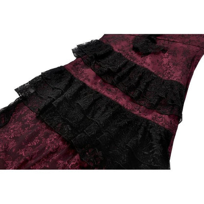 Dark in Love Dress Belladonna Burgundy Brocade and Lace UK 8-18 - QHA UK