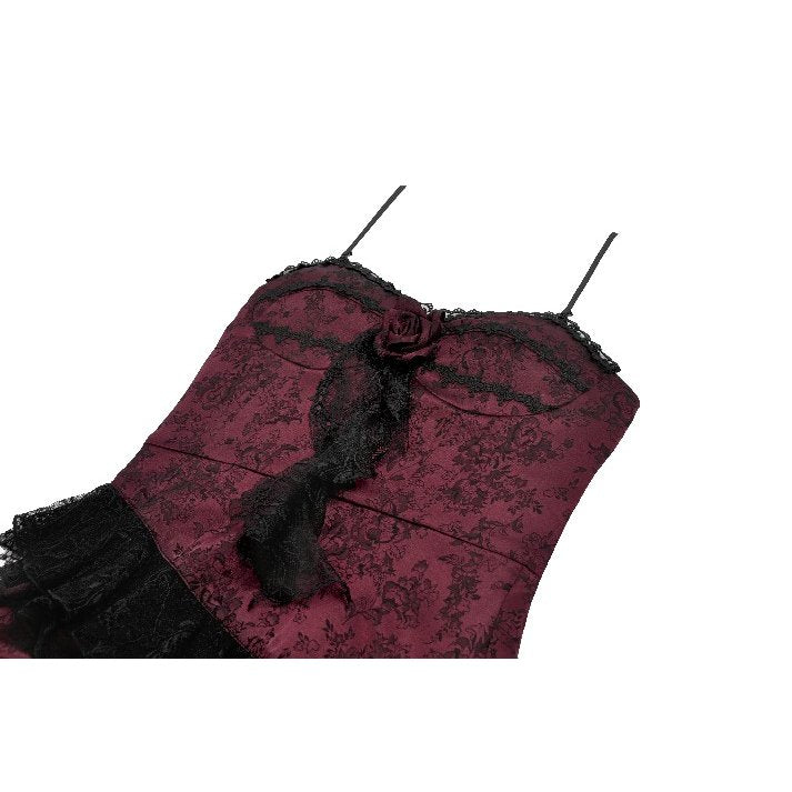 Dark in Love Dress Belladonna Burgundy Brocade and Lace UK 8-18 - QHA UK