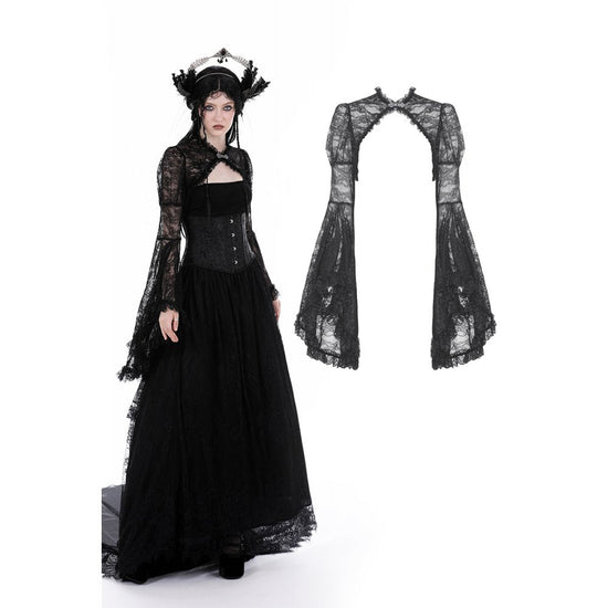 Dark in Love Women's Gothic Shrug Belladonna Lace Bell Sleeve UK 10-18 - QHA UK