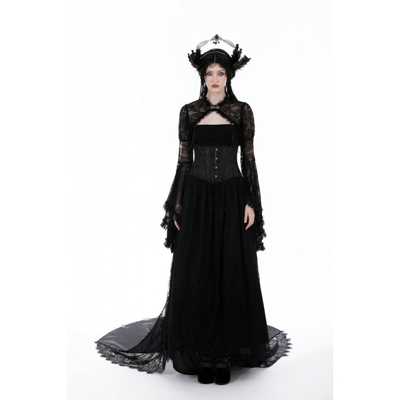 Dark in Love Women's Gothic Shrug Belladonna Lace Bell Sleeve UK 10-18 - Sleeve Detail - QHA UK