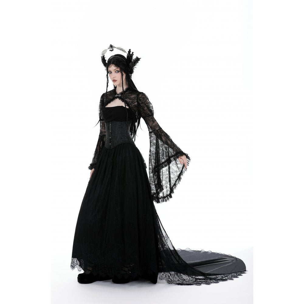 Dark in Love Women's Gothic Shrug Belladonna Lace Bell Sleeve UK 10-18 - Sleeve Detail - QHA UK