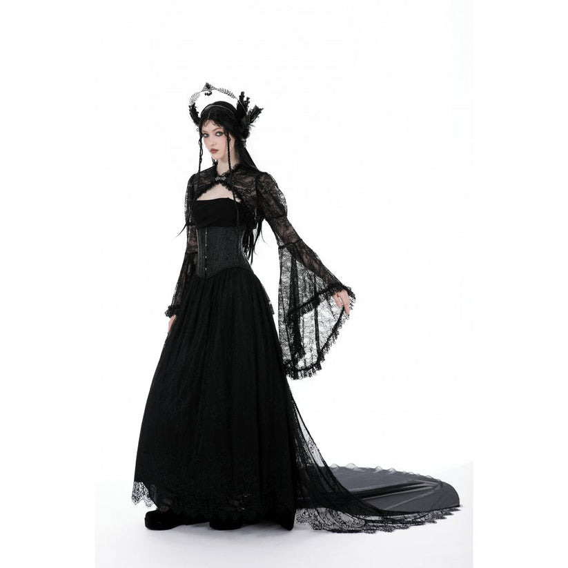 Dark in Love Women's Gothic Shrug Belladonna Lace Bell Sleeve UK 10-18 - Sleeve Detail - QHA UK