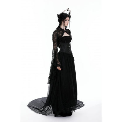 Dark in Love Women's Gothic Shrug Belladonna Lace Bell Sleeve UK 10-18 - Sleeve Detail - QHA UK