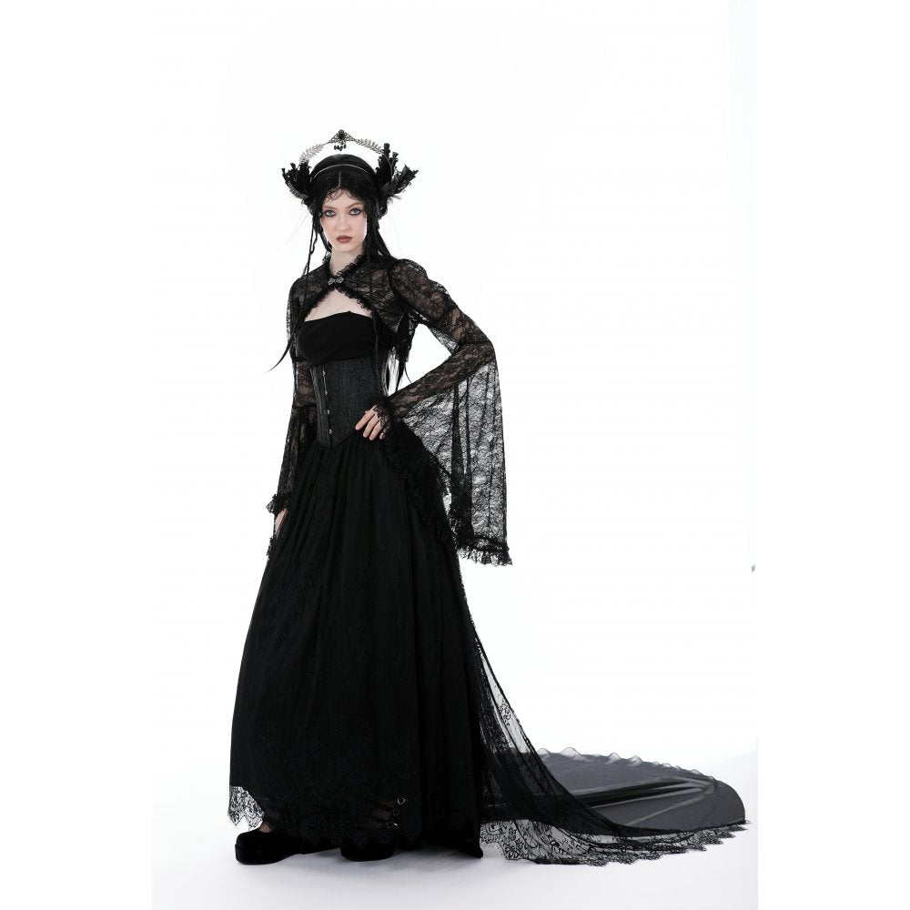 Dark in Love Women's Gothic Shrug Belladonna Lace Bell Sleeve UK 10-18 - Sleeve Detail - QHA UK