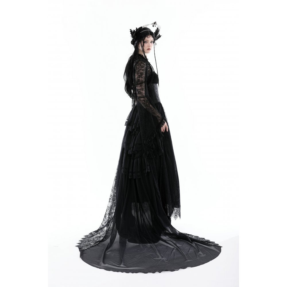 Dark in Love Women's Gothic Shrug Belladonna Lace Bell Sleeve UK 10-18 - Sleeve Detail - QHA UK