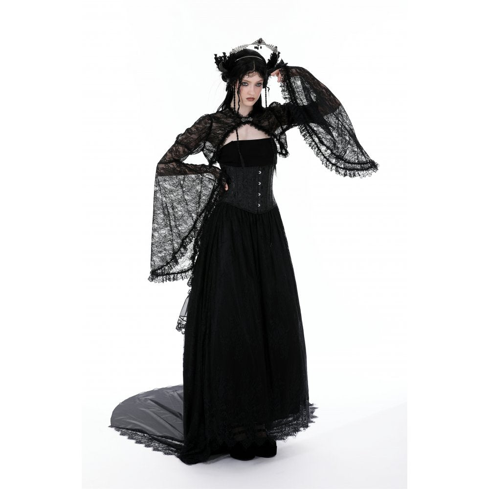 Dark in Love Women's Gothic Shrug Belladonna Lace Bell Sleeve UK 10-18 - Sleeve Detail - QHA UK
