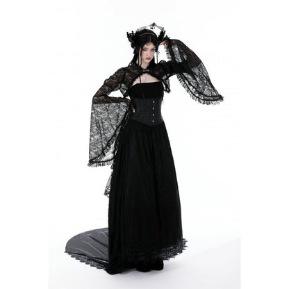 Dark in Love Women's Gothic Shrug Belladonna Lace Bell Sleeve UK 10-18 - Sleeve Detail - QHA UK