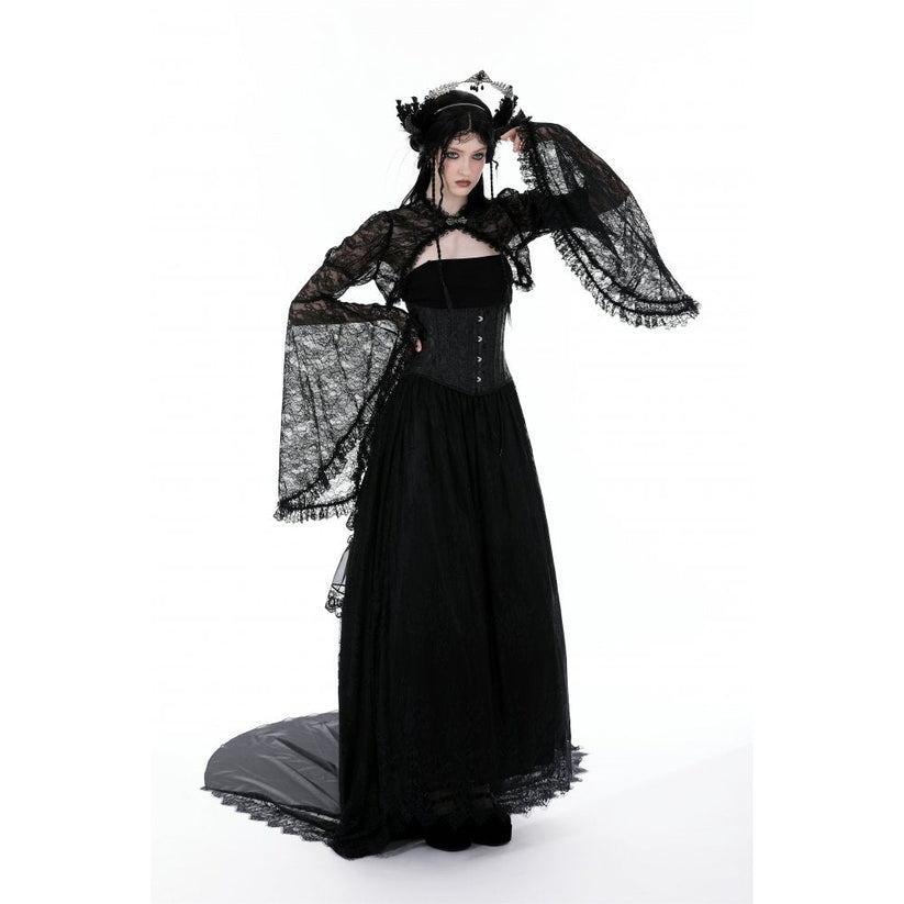 Dark in Love Women's Gothic Shrug Belladonna Lace Bell Sleeve UK 10-18 - Sleeve Detail - QHA UK