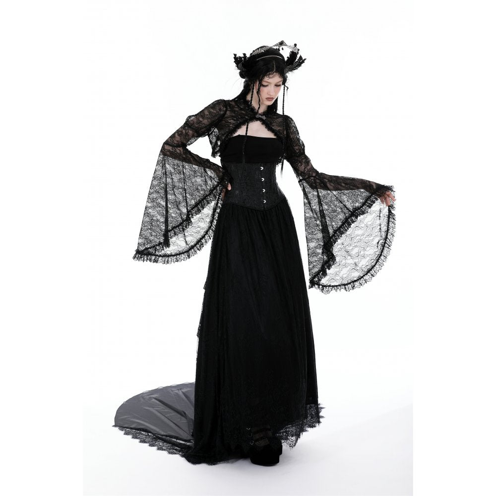 Dark in Love Women's Gothic Shrug Belladonna Lace Bell Sleeve UK 10-18 - Sleeve Detail - QHA UK