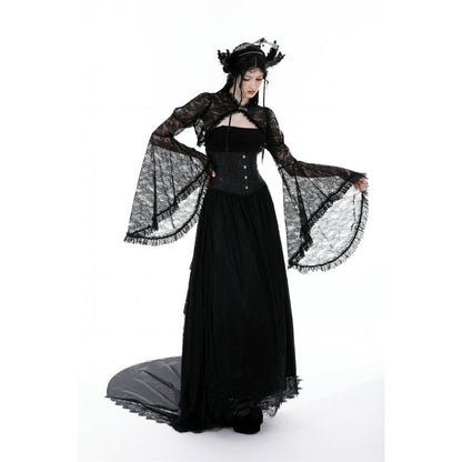Dark in Love Women's Gothic Shrug Belladonna Lace Bell Sleeve UK 10-18 - Sleeve Detail - QHA UK