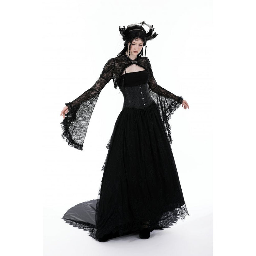 Dark in Love Women's Gothic Shrug Belladonna Lace Bell Sleeve UK 10-18 - Sleeve Detail - QHA UK