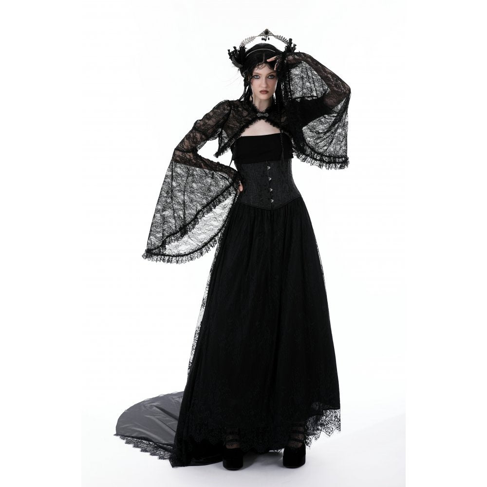 Dark in Love Women's Gothic Shrug Belladonna Lace Bell Sleeve UK 10-18 - Sleeve Detail - QHA UK