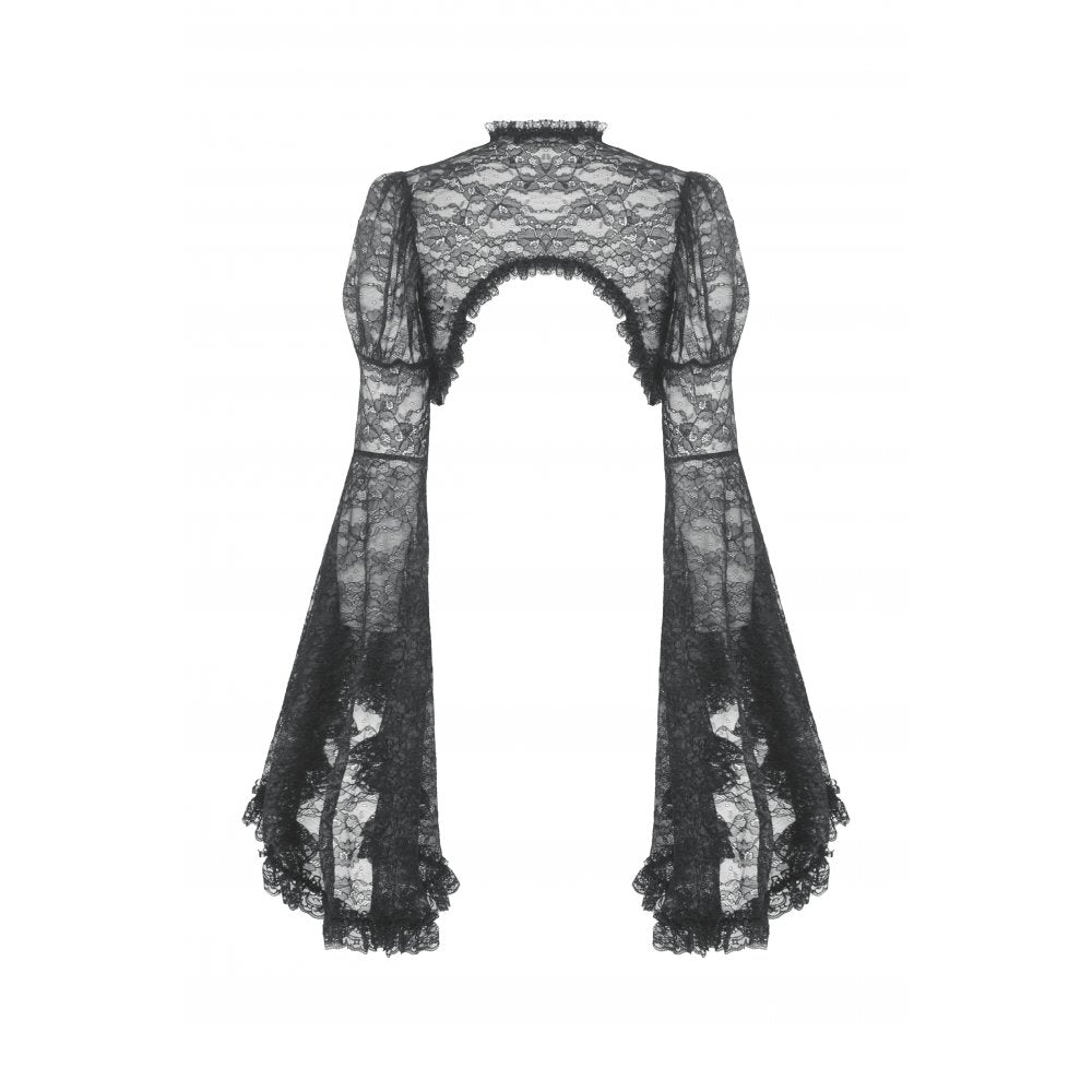 Dark in Love Women's Gothic Shrug Belladonna Lace Bell Sleeve UK 10-18 - Sleeve Detail - QHA UK