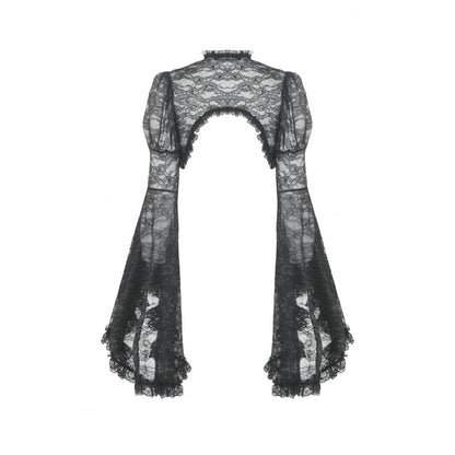 Dark in Love Women's Gothic Shrug Belladonna Lace Bell Sleeve UK 10-18 - Sleeve Detail - QHA UK