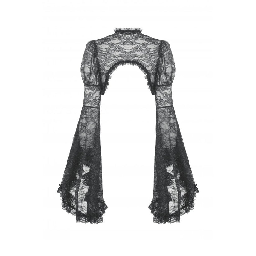 Dark in Love Women's Gothic Shrug Belladonna Lace Bell Sleeve UK 10-18 - Sleeve Detail - QHA UK