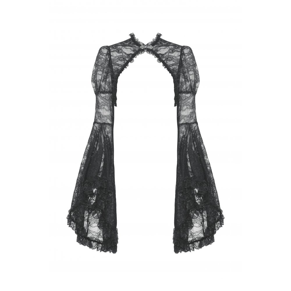 Dark in Love Women's Gothic Shrug Belladonna Lace Bell Sleeve UK 10-18 - Sleeve Detail - QHA UK
