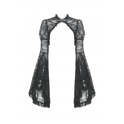 Dark in Love Women's Gothic Shrug Belladonna Lace Bell Sleeve UK 10-18 - Sleeve Detail - QHA UK