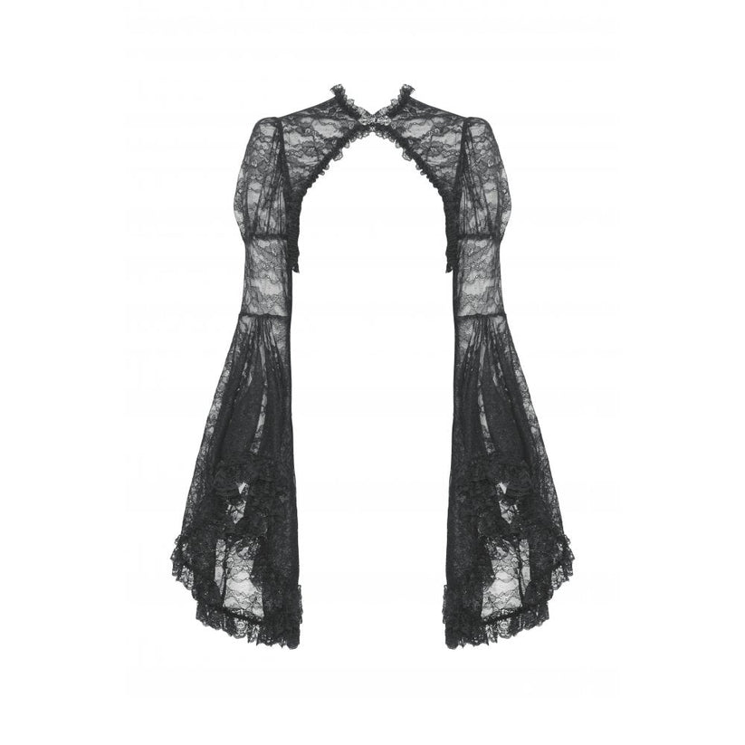 Dark in Love Women's Gothic Shrug Belladonna Lace Bell Sleeve UK 10-18 - Sleeve Detail - QHA UK