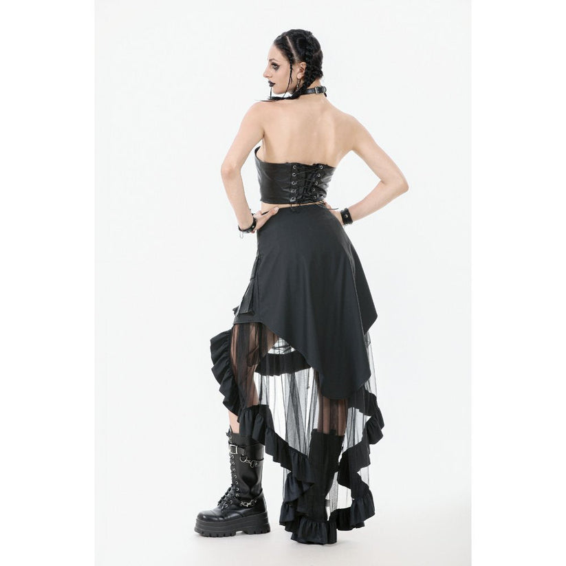 Dark in Love Gothic Skirt Belladonna Mesh Buckled Black UK 8-22 - QHA UK