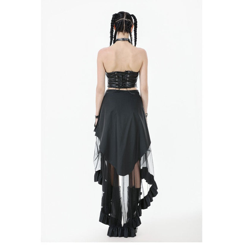 Dark in Love Gothic Skirt Belladonna Mesh Buckled Black UK 8-22 - QHA UK