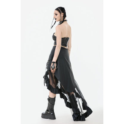Dark in Love Gothic Skirt Belladonna Mesh Buckled Black UK 8-22 - QHA UK