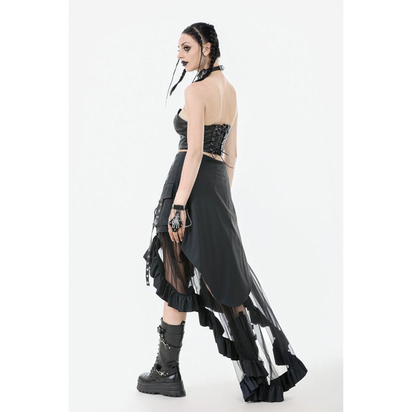 Dark in Love Gothic Skirt Belladonna Mesh Buckled Black UK 8-22 - QHA UK