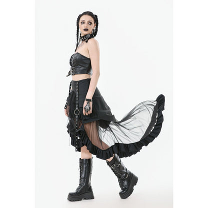 Dark in Love Gothic Skirt Belladonna Mesh Buckled Black UK 8-22 - QHA UK