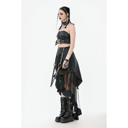 Dark in Love Gothic Skirt Belladonna Mesh Buckled Black UK 8-22 - QHA UK