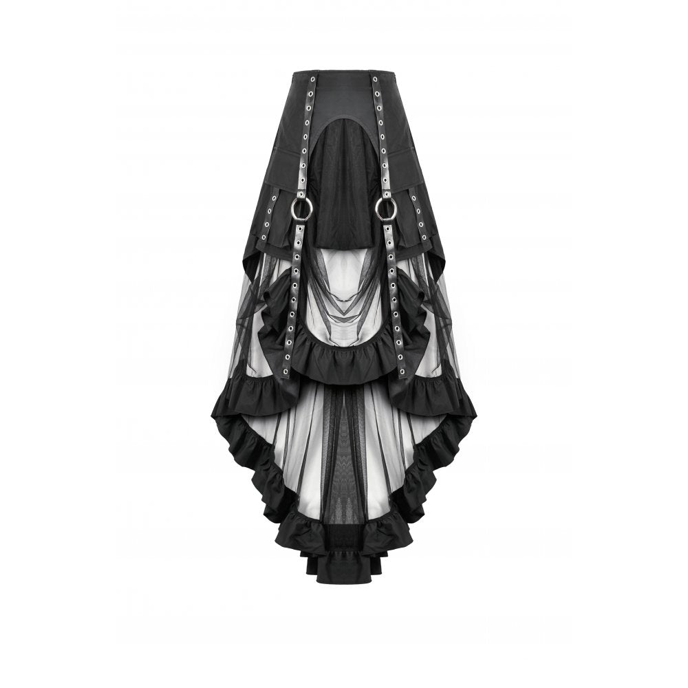 Dark in Love Gothic Skirt Belladonna Mesh Buckled Black UK 8-22 - QHA UK