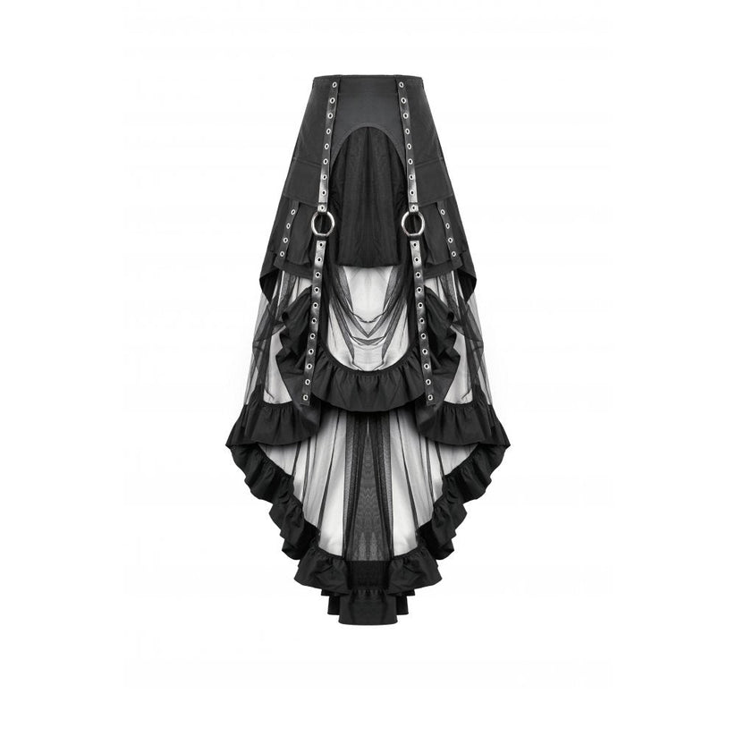 Dark in Love Gothic Skirt Belladonna Mesh Buckled Black UK 8-22 - QHA UK