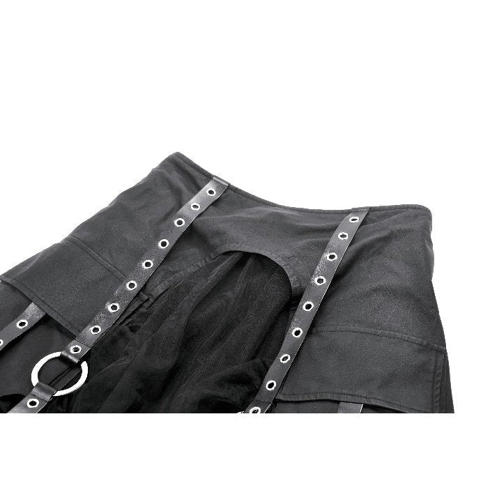 Dark in Love Gothic Skirt Belladonna Mesh Buckled Black UK 8-22 - QHA UK