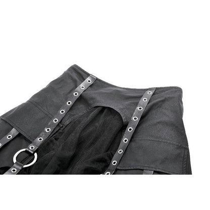 Dark in Love Gothic Skirt Belladonna Mesh Buckled Black UK 8-22 - QHA UK
