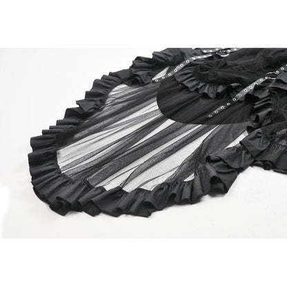 Dark in Love Gothic Skirt Belladonna Mesh Buckled Black UK 8-22 - QHA UK
