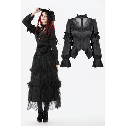 Dark in Love Women's Blouse Bellatrix Frill UK 8-22 - QHA UK