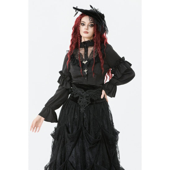 Dark in Love Women's Blouse Bellatrix Frill UK 8-22 - QHA UK