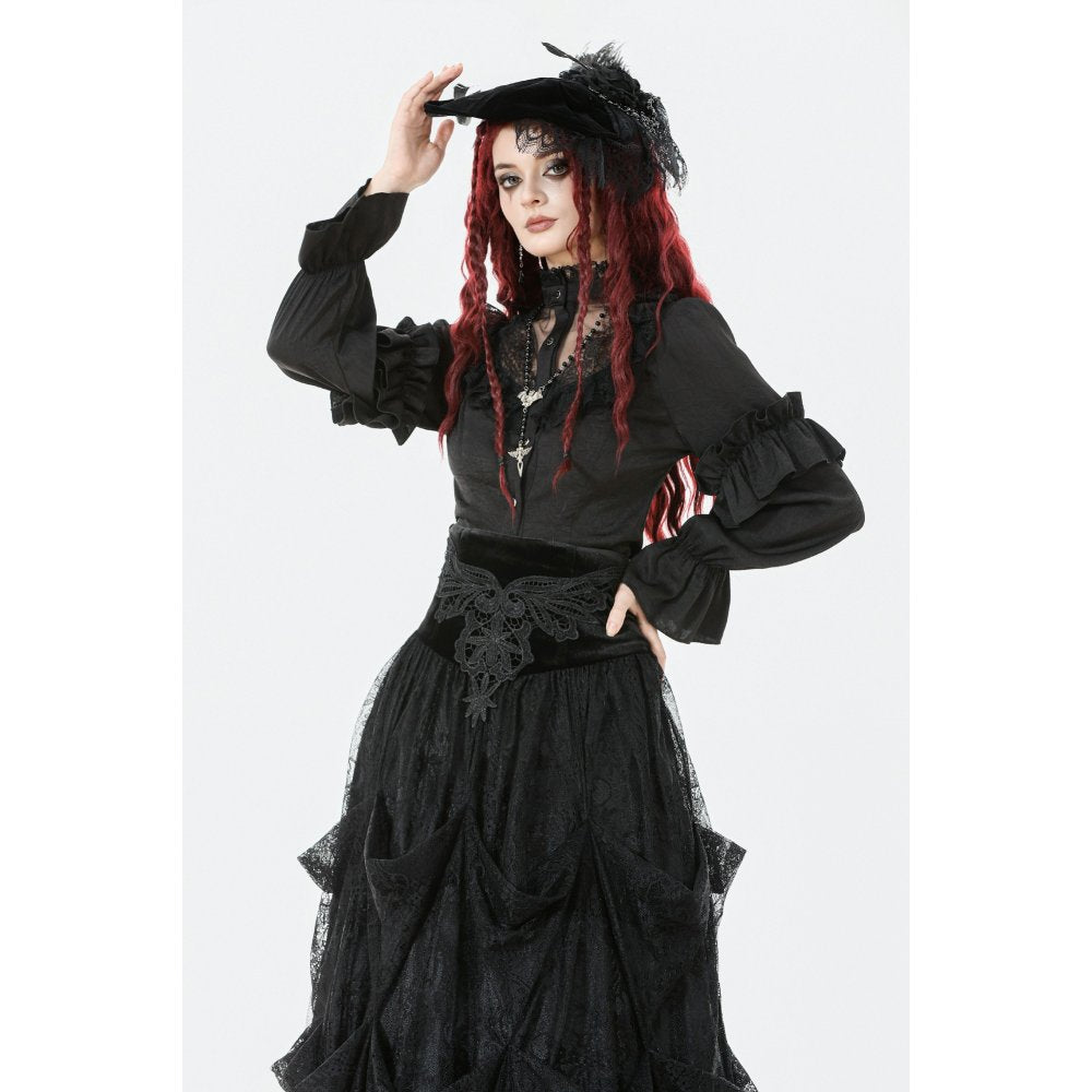 Dark in Love Women's Blouse Bellatrix Frill UK 8-22 - QHA UK