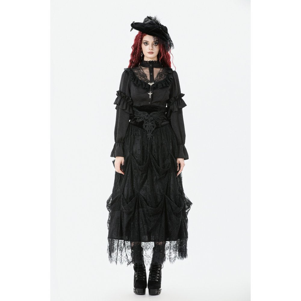 Dark in Love Women's Blouse Bellatrix Frill UK 8-22 - QHA UK