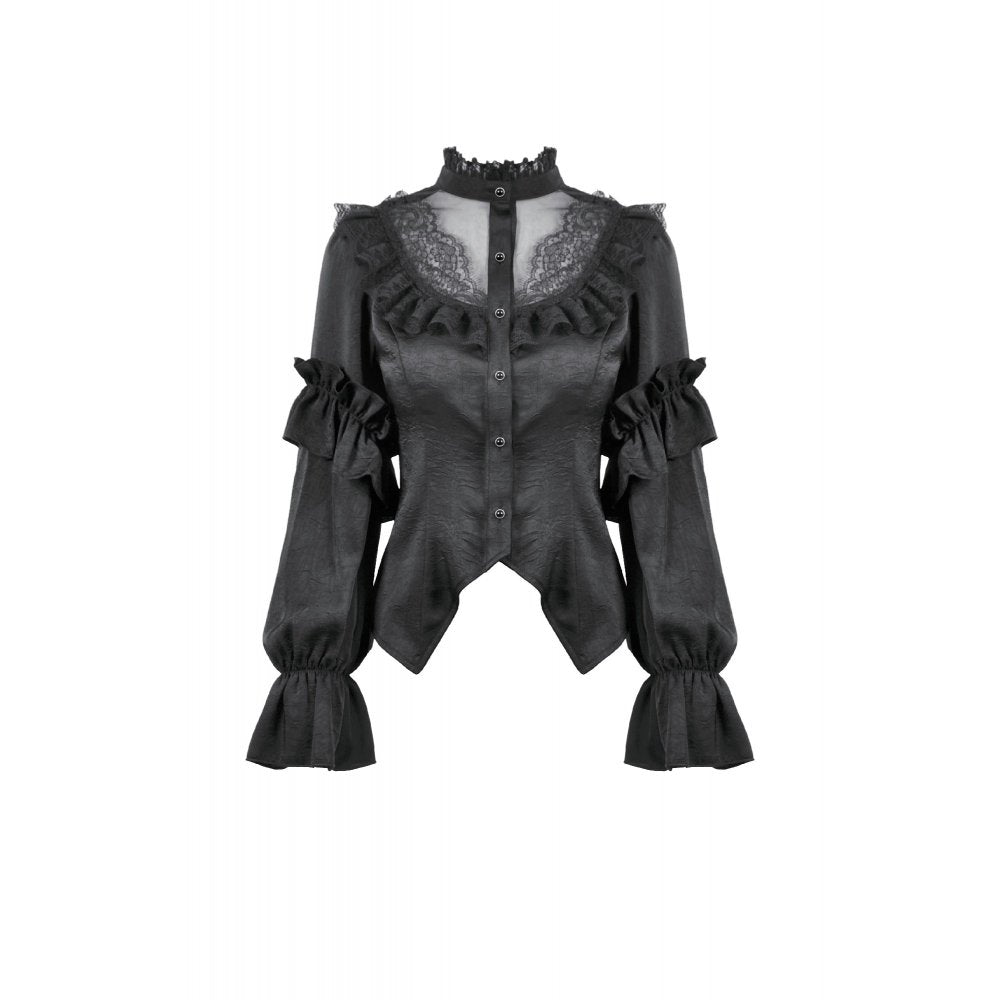 Dark in Love Women's Blouse Bellatrix Frill UK 8-22 - QHA UK