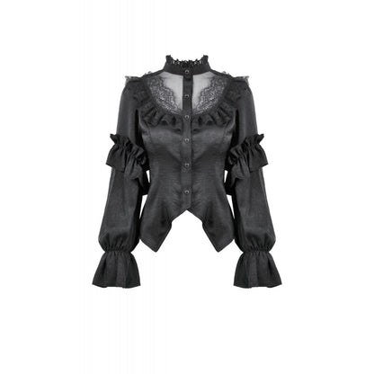 Dark in Love Women's Blouse Bellatrix Frill UK 8-22 - QHA UK