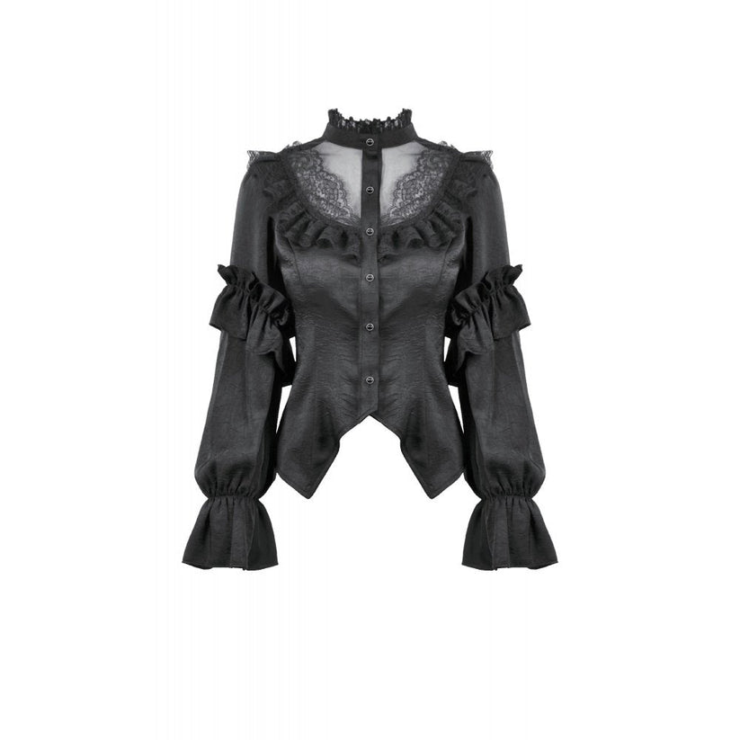 Dark in Love Women's Blouse Bellatrix Frill UK 8-22 - QHA UK