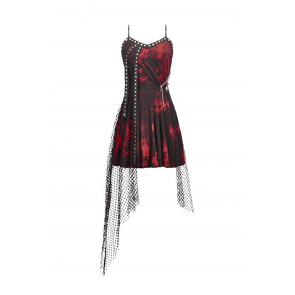 Dark in Love Dress Bellatrix Red and Black Mesh Asymmetrical UK 8-22 - QHA UK
