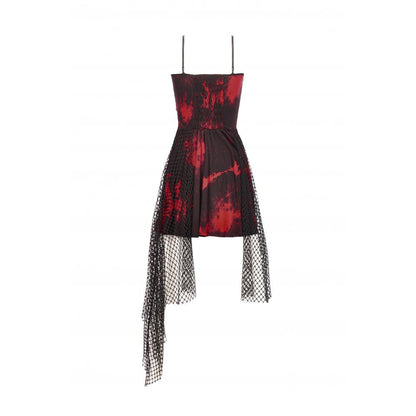 Dark in Love Dress Bellatrix Red and Black Mesh Asymmetrical UK 8-22 - QHA UK