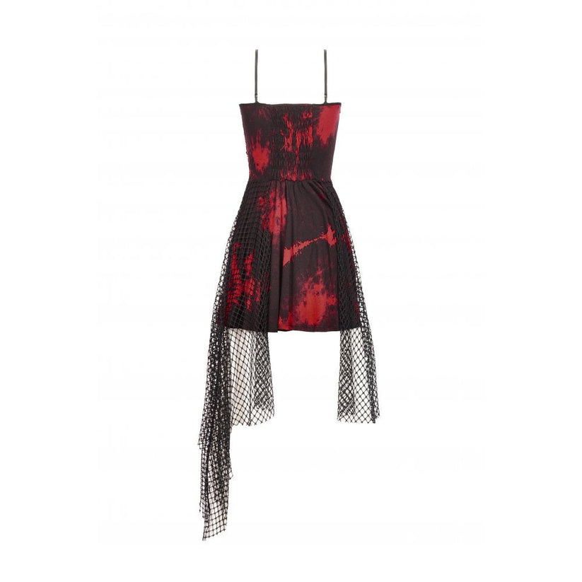 Dark in Love Dress Bellatrix Red and Black Mesh Asymmetrical UK 8-22 - QHA UK