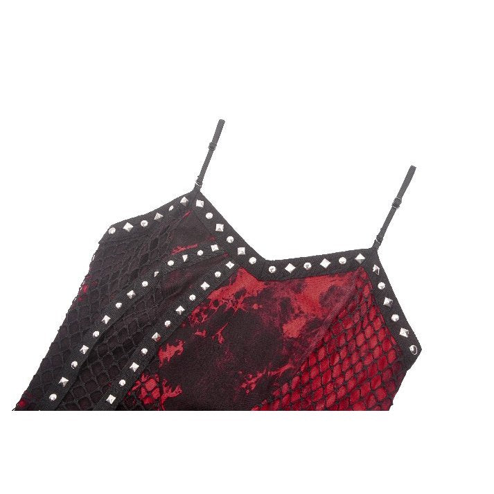 Dark in Love Dress Bellatrix Red and Black Mesh Asymmetrical UK 8-22 - QHA UK