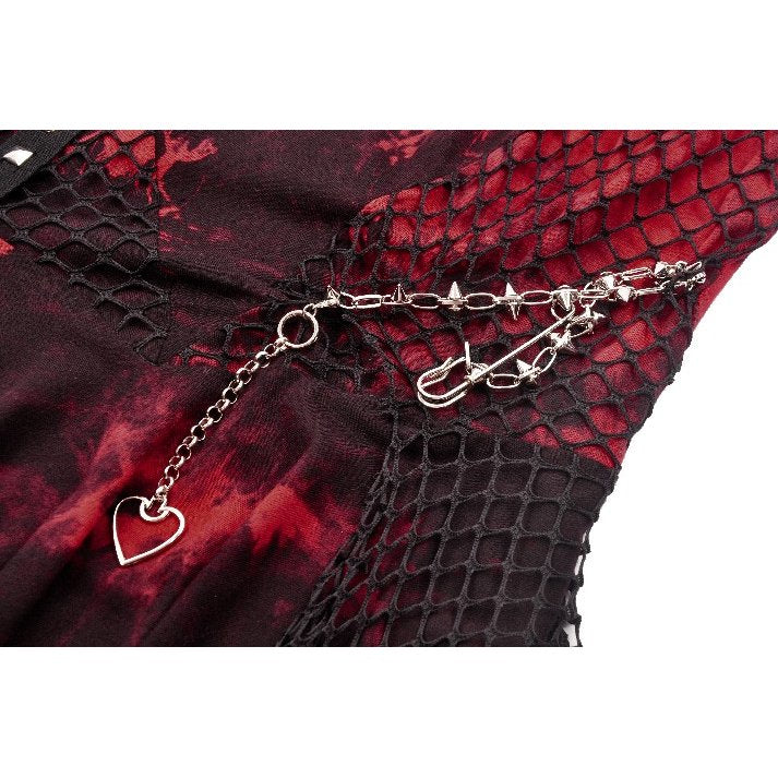 Dark in Love Dress Bellatrix Red and Black Mesh Asymmetrical UK 8-22 - QHA UK