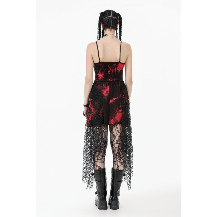 Dark in Love Dress Bellatrix Red and Black Mesh Asymmetrical UK 8-22 - QHA UK