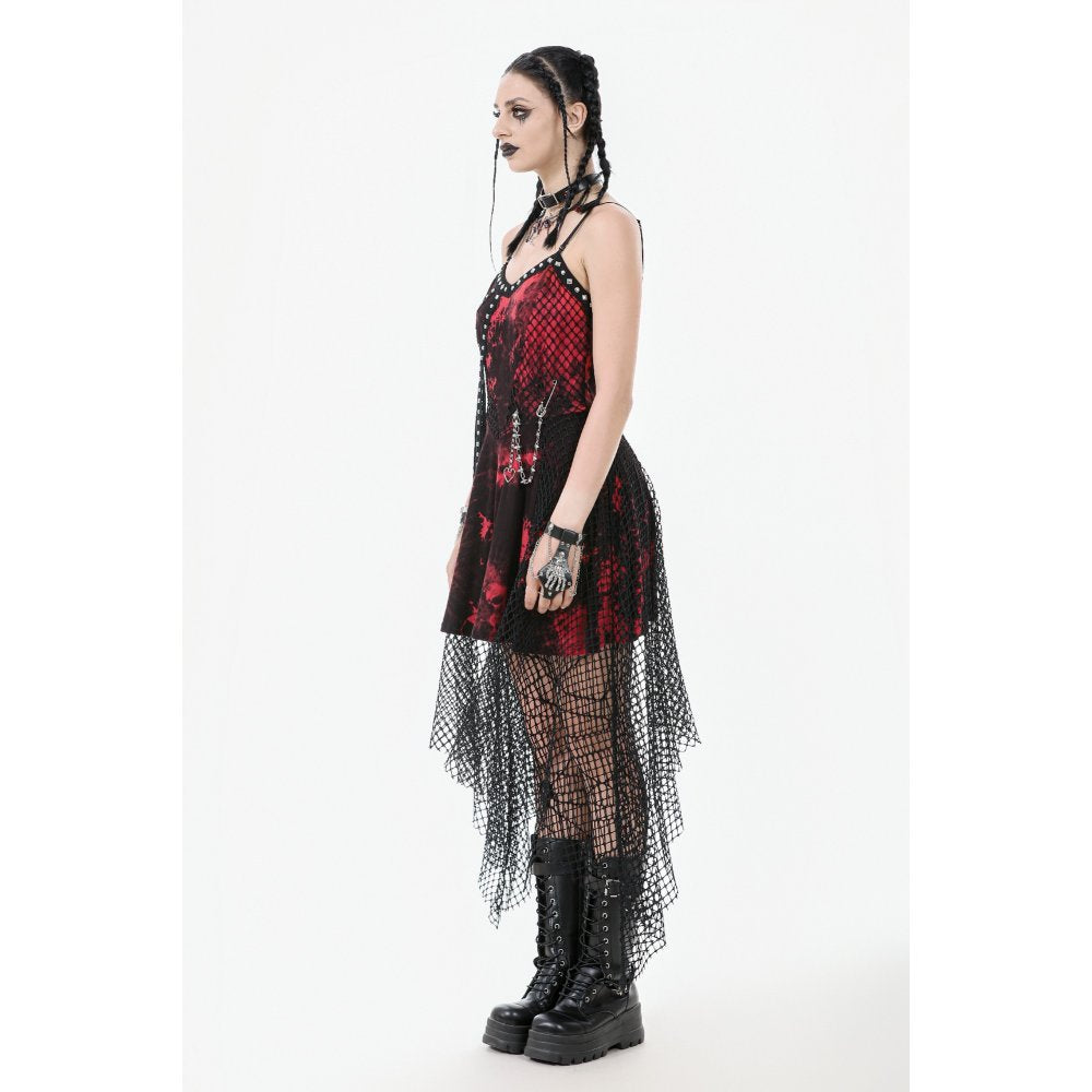 Dark in Love Dress Bellatrix Red and Black Mesh Asymmetrical UK 8-22 - QHA UK
