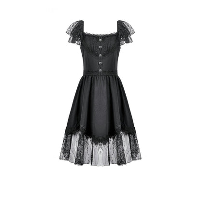 Dark in Love Gothic Dress Black Sweet Bow Lace UK 8-18 - QHA UK