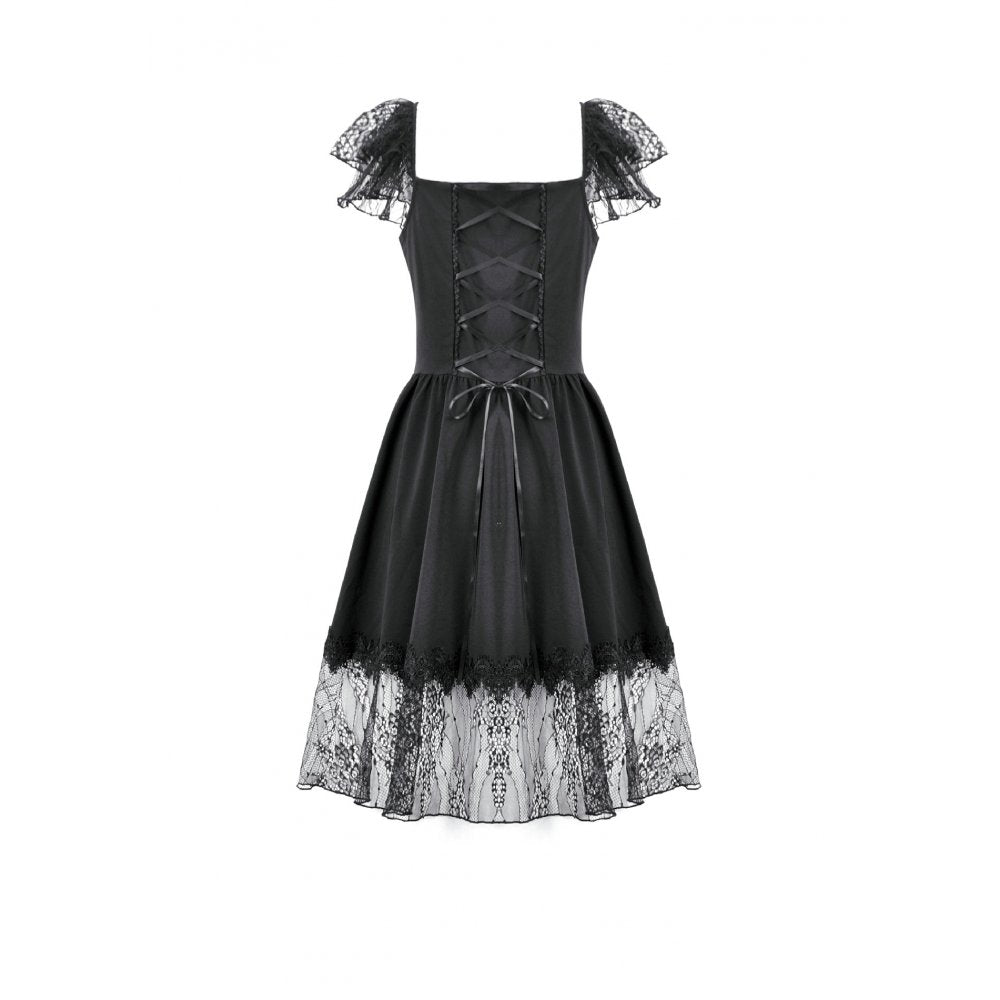 Dark in Love Gothic Dress Black Sweet Bow Lace UK 8-18 - QHA UK